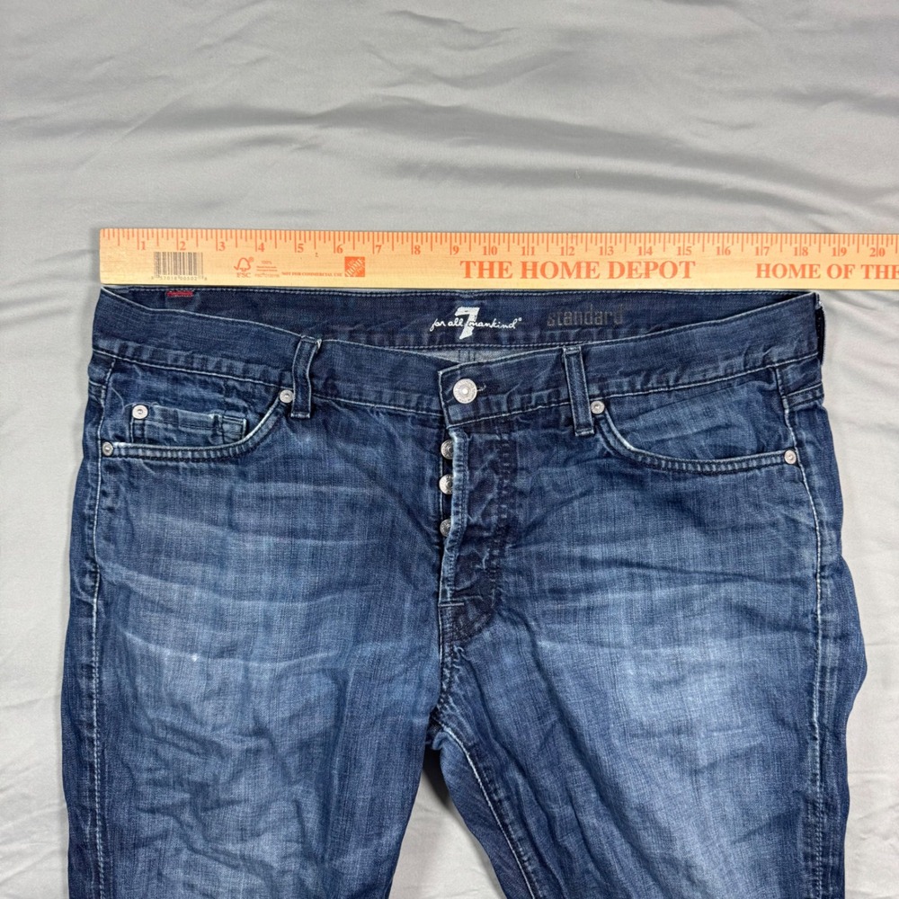 7 For All Mankind Standard Straight Leg Jeans Blue Button Fly Mens 36 (37x34) - Picture 7 of 10